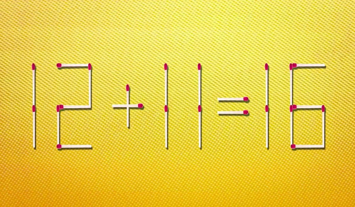 Omorganiser fyrstikken slik at det matematiske uttrykket i bildet blir riktig